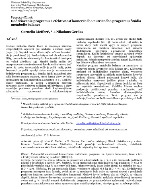 Prvá strana štúdie Metabolic Balance v slovenčine